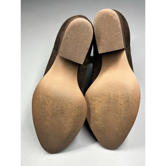 Talbot Ankle Boots Womens 6M Brown Suede Leather Pointed Toe Block Heel Side Zip - Picture 6 of 8